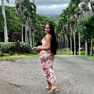 Tropical midi dress perfect for weddings/events